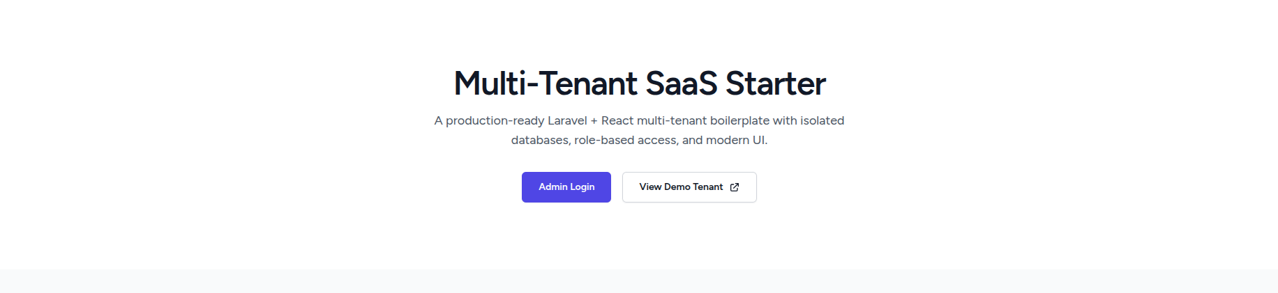 Laravel React Multi-Tenant SaaS Starter preview